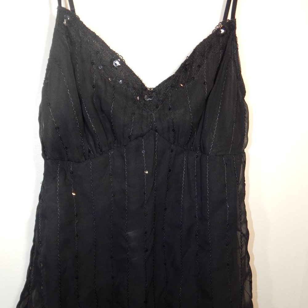 Black Sequined Spaghetti Strap Top